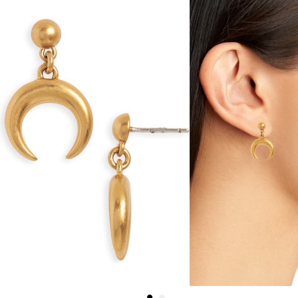 Madewell Chunky Crescent Moon Drop Earrings - Picture 2 of 6